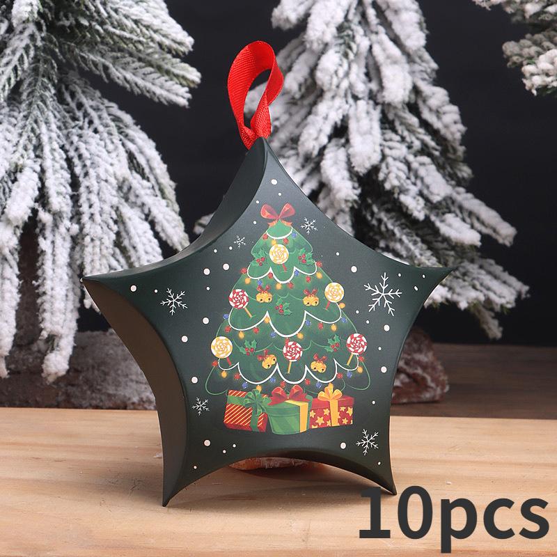 10 Stück, Weihnachtsverpackungsbox in Sternform, Verpackungsbox für Süßigkeiten und Schokolade, Geschenkverpackungsbox zur Dekoration, Keksdose, Weihnachtsfeierbedarf schwarz