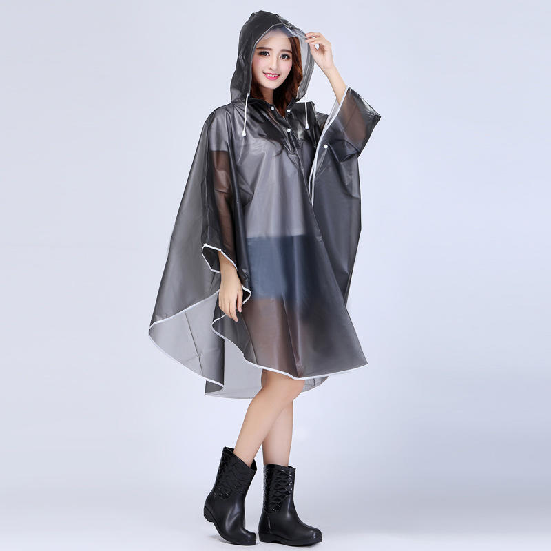 Frauen Casual Regenmantel Wasserdichte Jacke Tragbare Regen Mantel Mit Kapuze Cape Mantel Elektrische Auto Poncho one size grau