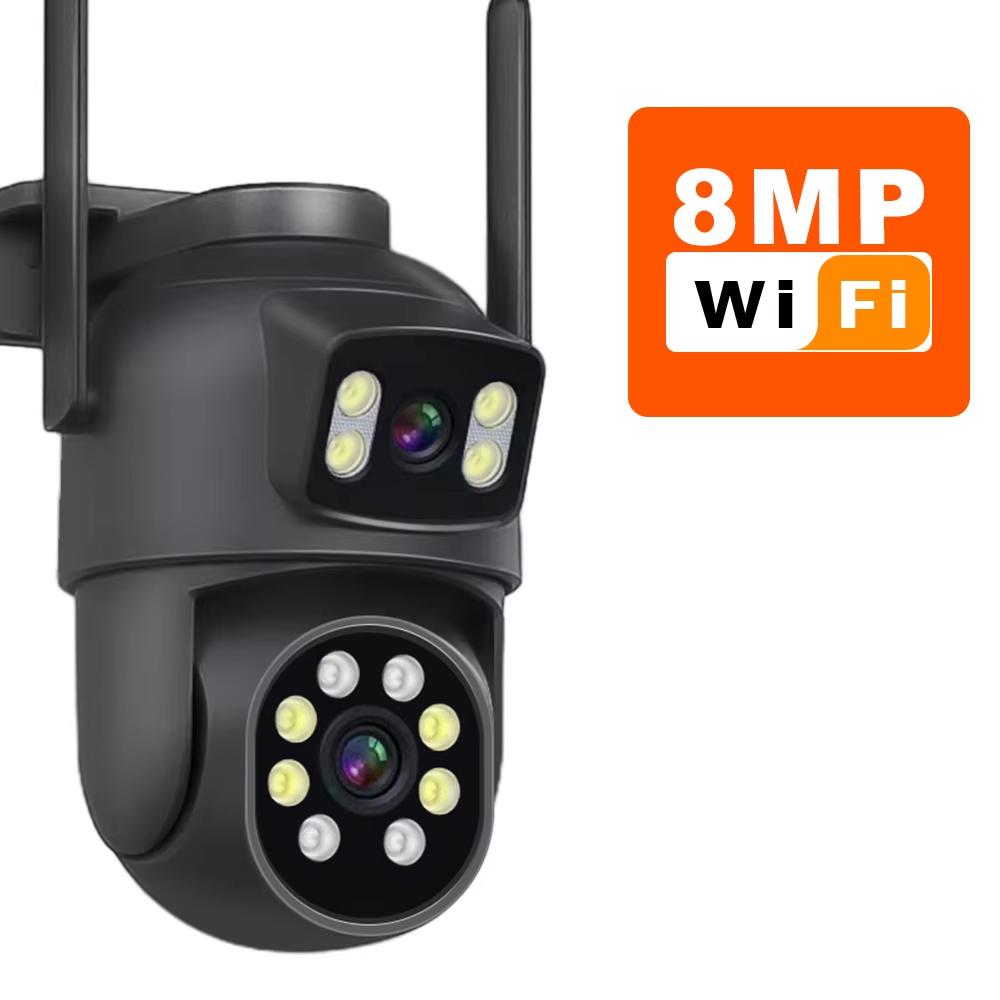 6K 12MP HD WiFi PTZ Kamera Outdoor Dreifachobjektiv Dreifachbildschirm Sicherheit Mobile AI Auto Tracking CCTV Audio Video Überwachung 4K 8MP No Card