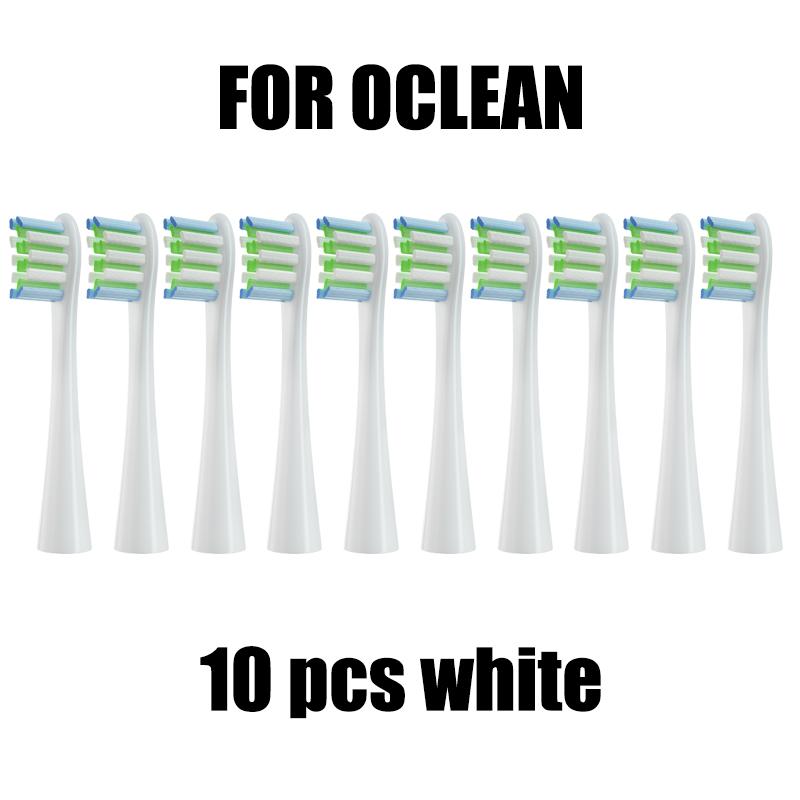 10 Ersatzbürstenköpfe für Oclean Full Range Soft DuPont-Düsen, vakuumverpackt weiß