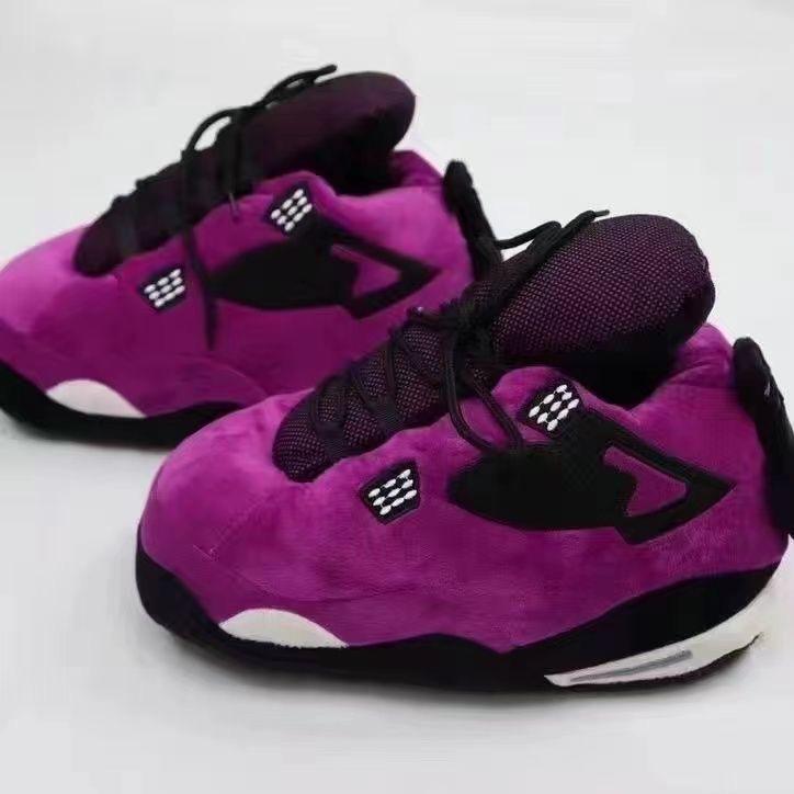 Sneaker Hausschuhe Plüsch Hausschuhe Damen Hausschuhe Herren Lustige Hausschuhe 35-44 Kinder Erwachsene Winter Warm Indoor Plüsch Hausschuhe 35-44 violett