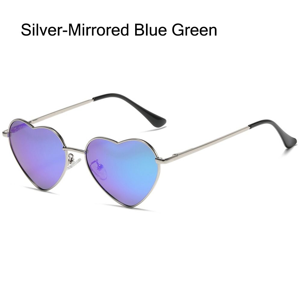 Vintage Metallrahmen Ausgefallene Accessoires Herz Sonnenbrille 90er Jahre Brille Herzförmige Sonnenbrille Shades Silver-Mirrored Blue Green