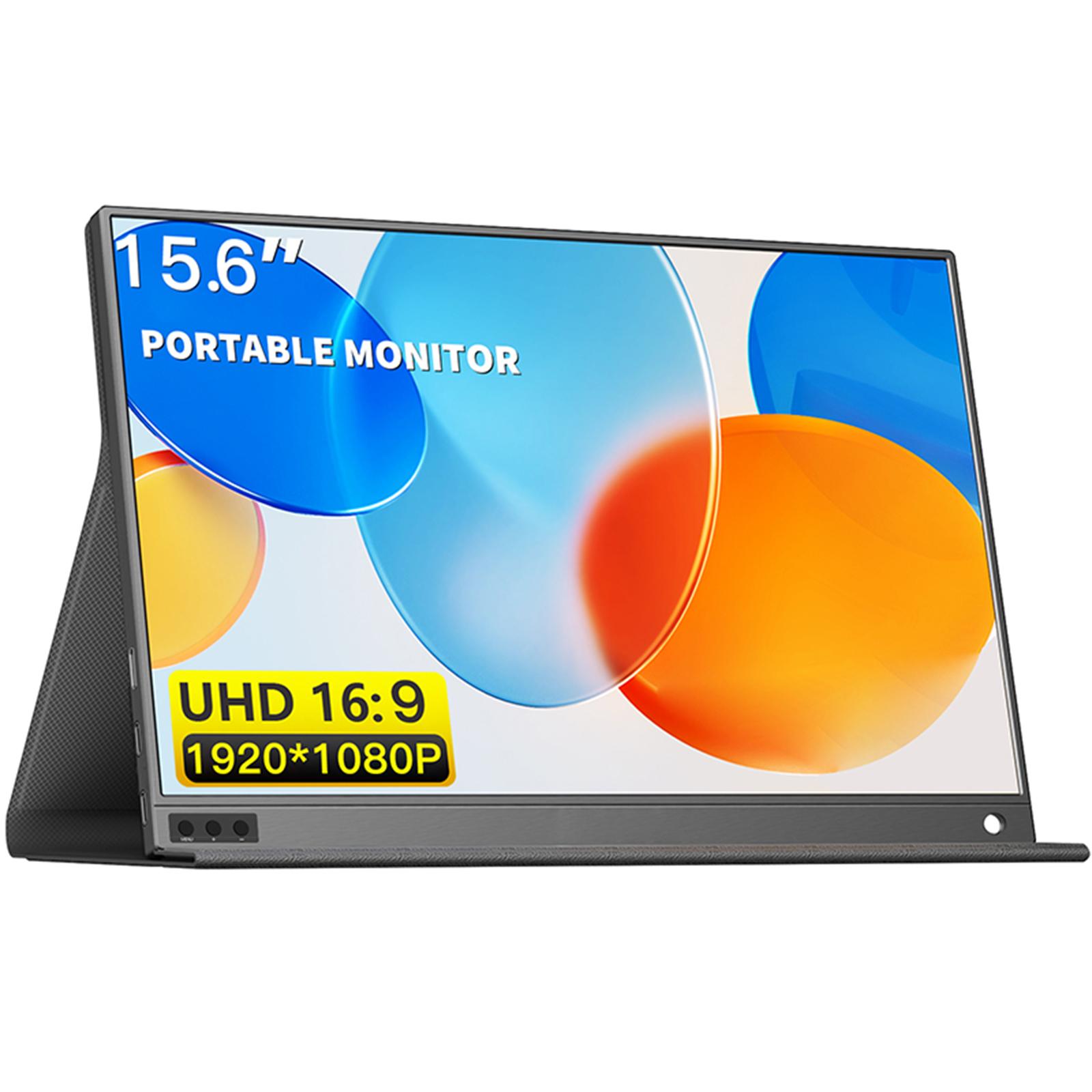 15,6-Zoll Tragbarer Monitor 1080P IPS Bildschirm Externes Display Erweiterter Monitor Kompatibel mit schwarz