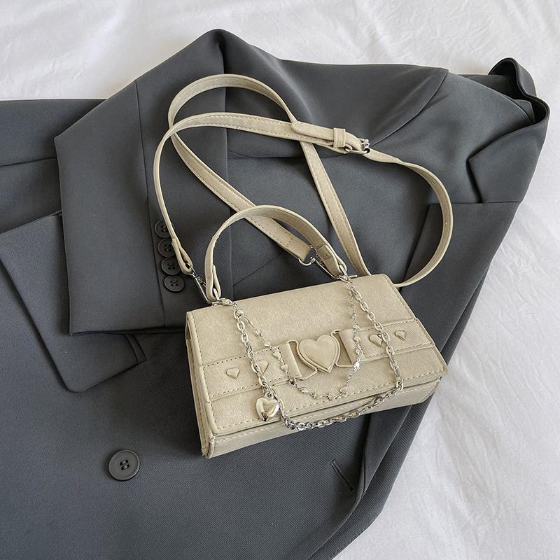 Mini PU Leder Unterarm Tasche Kette Handtaschen für Frauen 2024 Y2K Koreanische Mode Luxus Designer Umhängetaschen beige