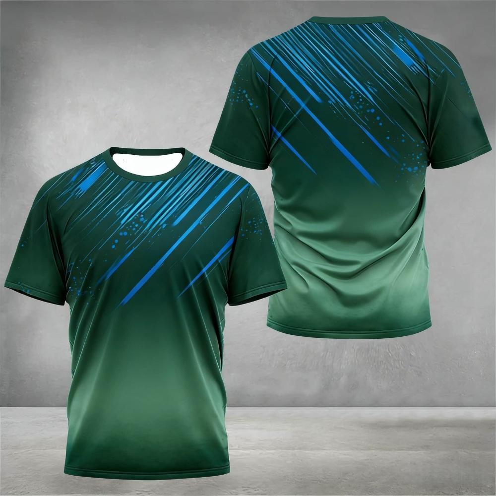 Einfache Mode Schnelltrocknende Sport T-Shirts Sommer Freizeit Kurzarm T-Shirts Locker Atmungsaktiv Laufen Badminton T-Shirts M blue