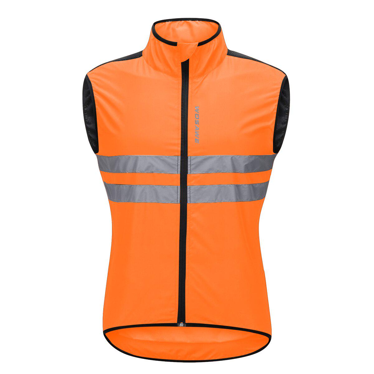 WOSAWE Reflektierendes ärmelloses Radtrikot, winddichte Nachtfahrweste, MTB, Rennrad, Fahrradjacke XXXL orange