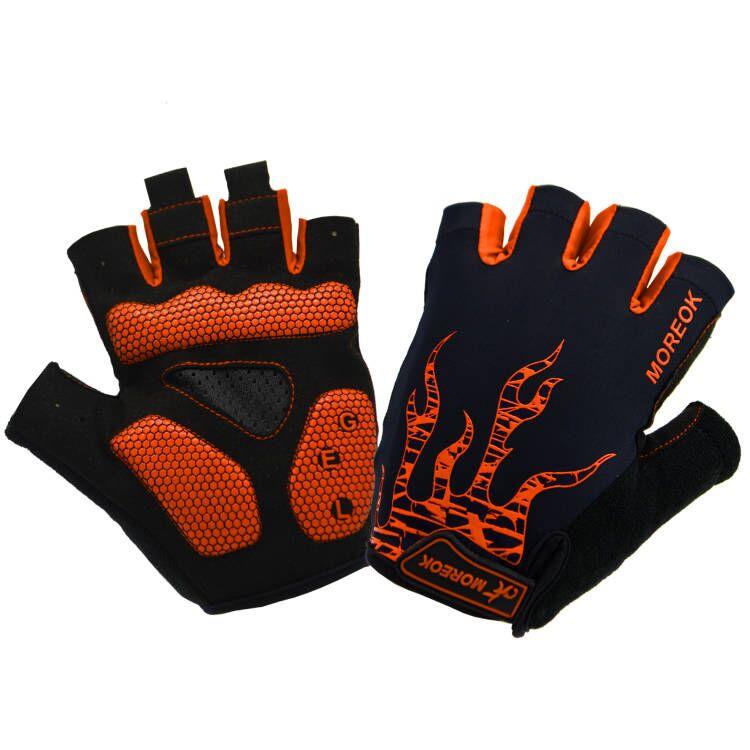 Fahrradhandschuhe, 5 mm Gel-Pad, Mountainbike-Handschuhe, atmungsaktive Fahrradhandschuhe, rutschfeste Rennrad-Fahrradhandschuhe für Herren und Damen S orange