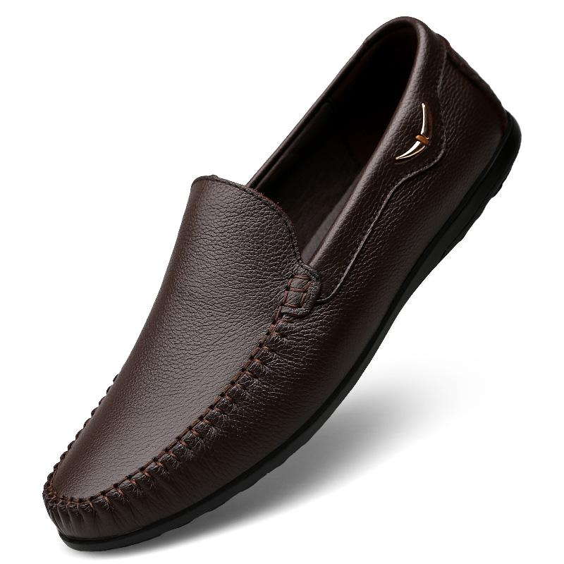 Männer Echtes Leder Marke Mode Schuhe Für Männer Klassische Britische Schuhe Trend Atmungsaktive Casual Flache Schuhe Fahren Schuhe 42