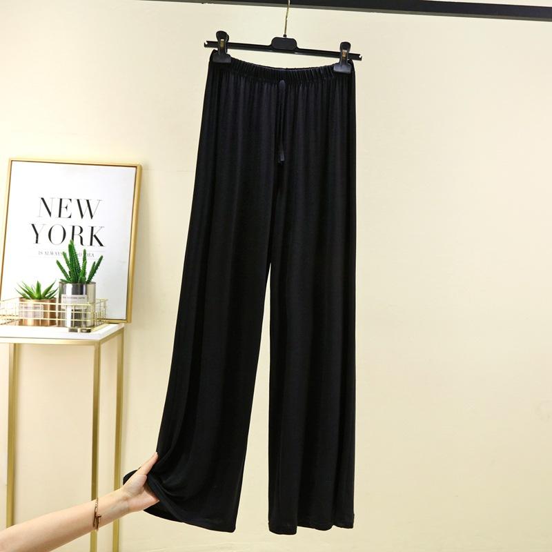 Übergröße M bis 6XL U-Ausschnitt Damen Hose mit weitem Bein hoher Bund Locker Lange Hose einfarbig Lässige drapierte Hose Alleskönner XL schwarz