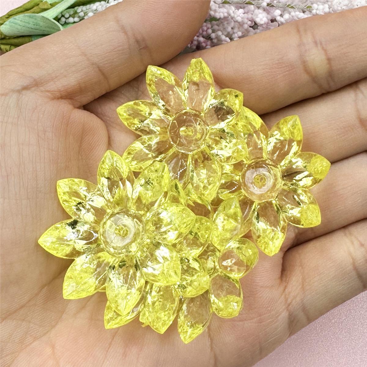 Lose Perlen Acryl Kristall Lotusblume Perlen Materialien Schmuck 5 Stück 31mm DIY Schmuck Zubehör Transparent für Armband Ohrring Herstellung gelb
