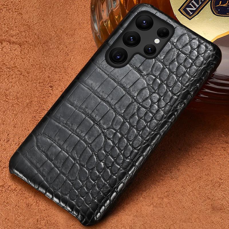 Handyhülle aus 100% echtem Krokodilleder für Samsung Galaxy S25 S22 S21 S24 Ultra S23 Plus S25Ultra A55 5G Luxus-Rückseite For Galaxy S25 Plus