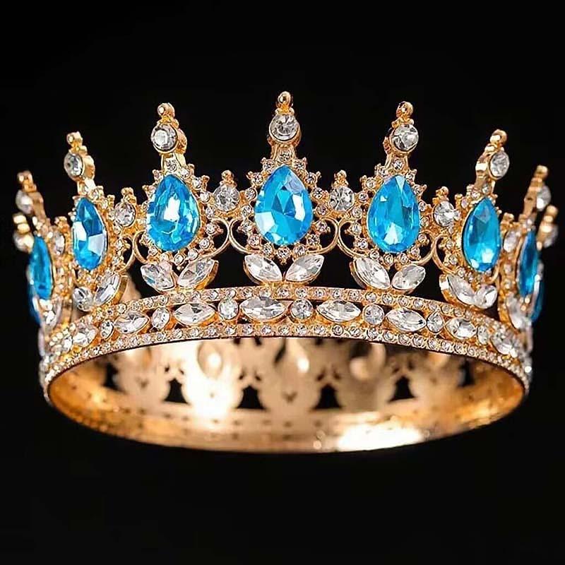 Europäische und Amerikanische Braut Legierung Krone Rund Haarkrone Barock Hochzeit Haupt Hochzeitskleid Kopfschmuck Geburtstagskrone brown