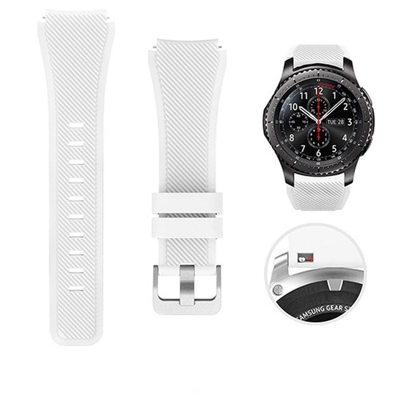 22 mm Silikonarmband für Galaxy Watch, 46 mm, hochwertiges Sportarmband für Samsung Gear S3 Frontier/Classic, Huawei Watch Gt for Gear S2 weiß