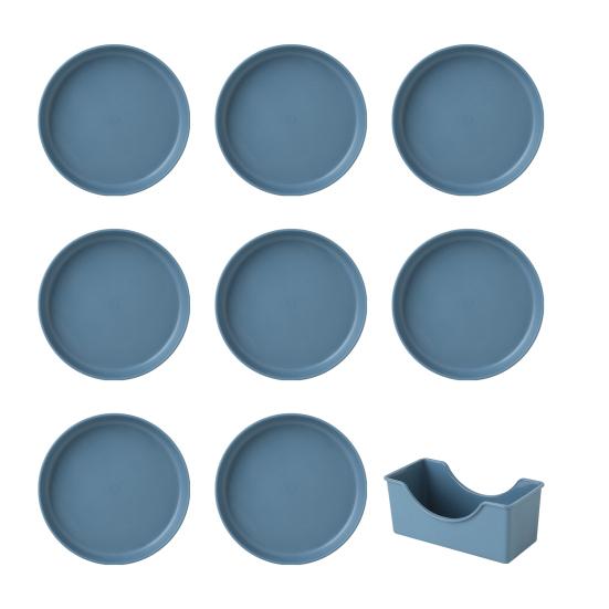 8 Stück leichte Kunststoffteller, unzerbrechliche, wiederverwendbare Teller, spülmaschinenfest, bunte Teller Round blau