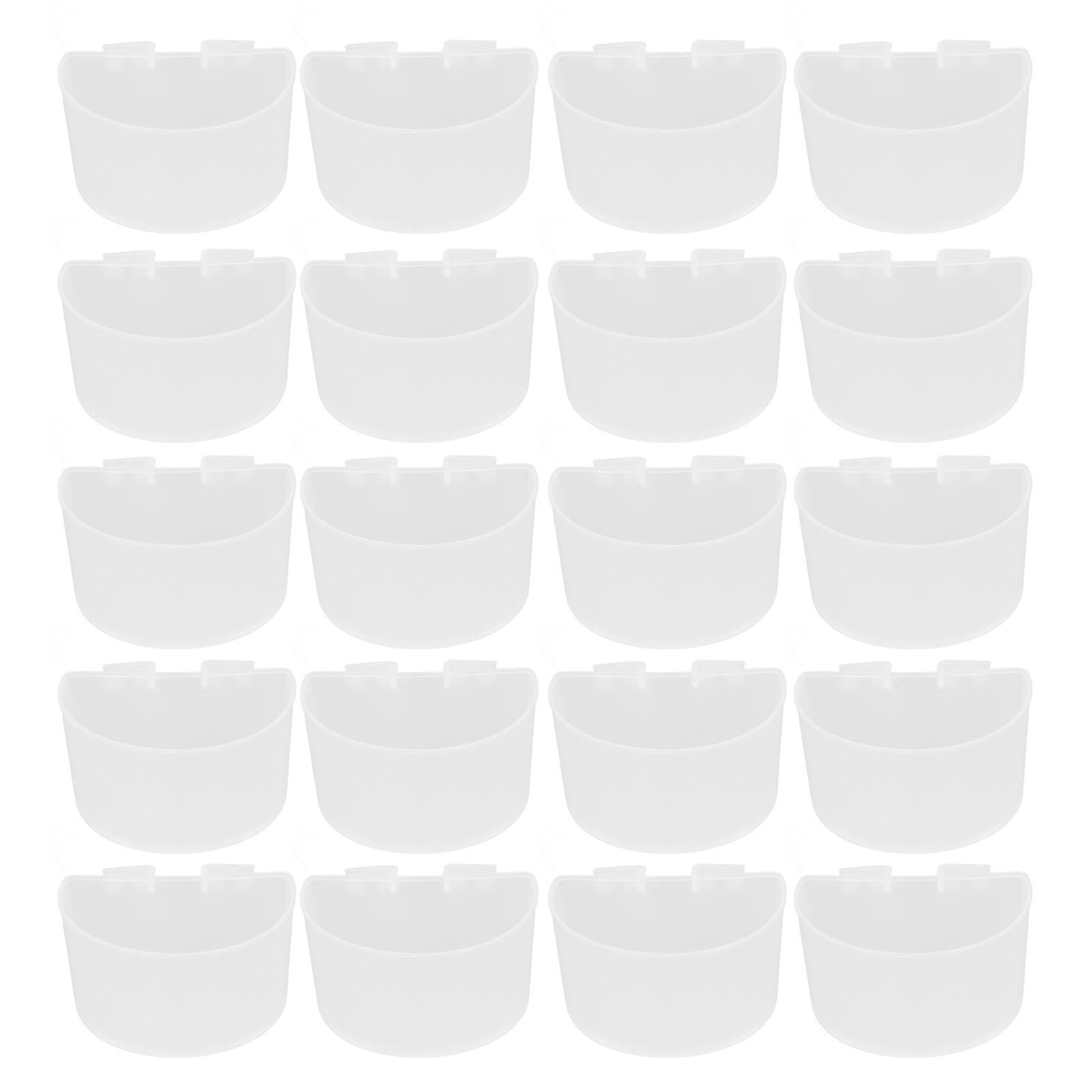 20 Stück Vogelfutternapf Plastik Papagei Wasser Fütterbecher Vogelkäfig Futtertrog Set Kit Weiß 11x6cm / S weiß