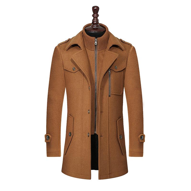 Trenchcoat für Herren, Wollmantel für Herren, Jacken für Herren, modische Jacke und Mantel, Herrenmantel, Doppelkragenmantel, kältebeständige Jacke M khaki