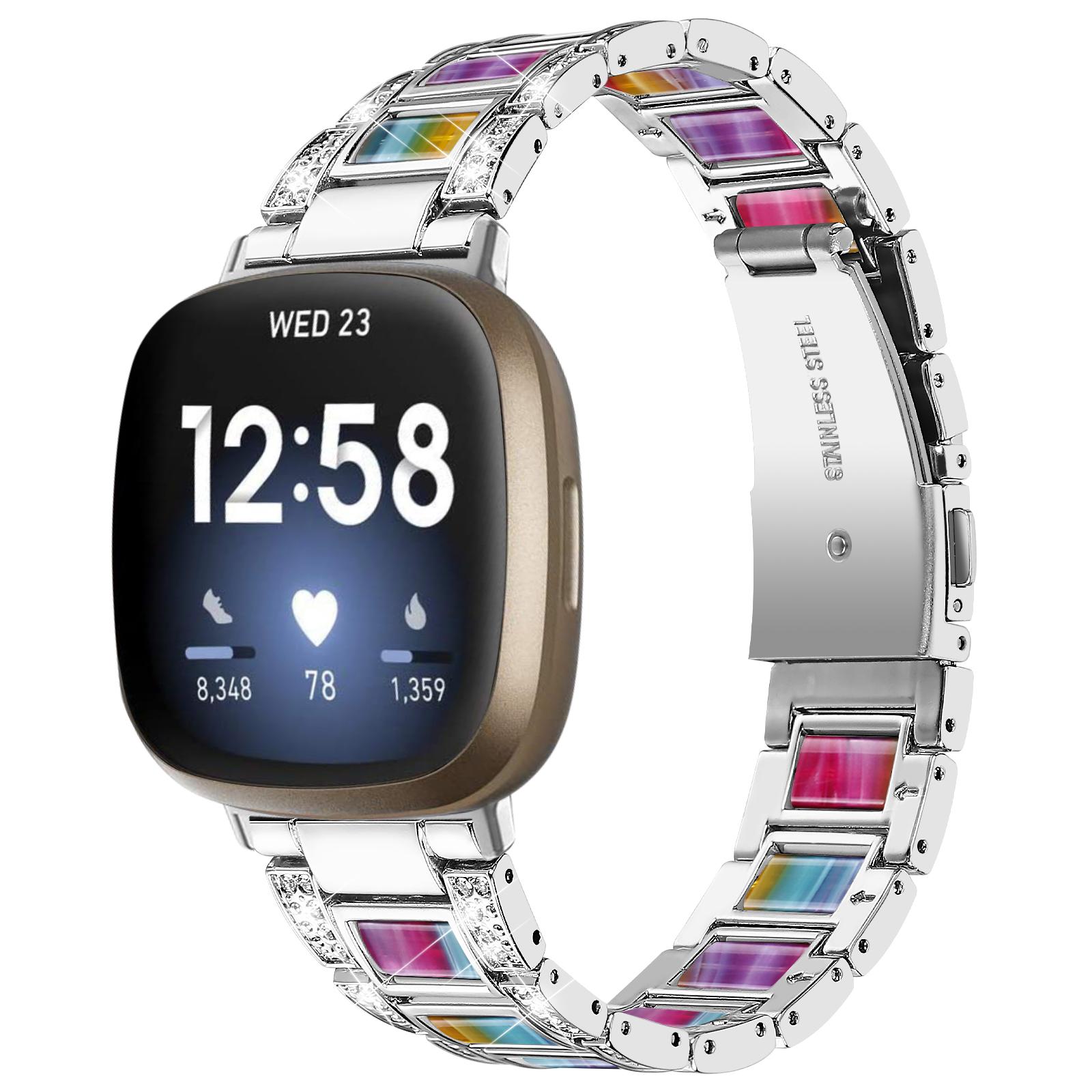 Diamantarmband für Fitbit Versa 4 3 Sense 2 Band Smartwatch-Zubehör Harz Edelstahl Metallarmband Fitbit Versa 3 Armband For Fitbit Versa 3