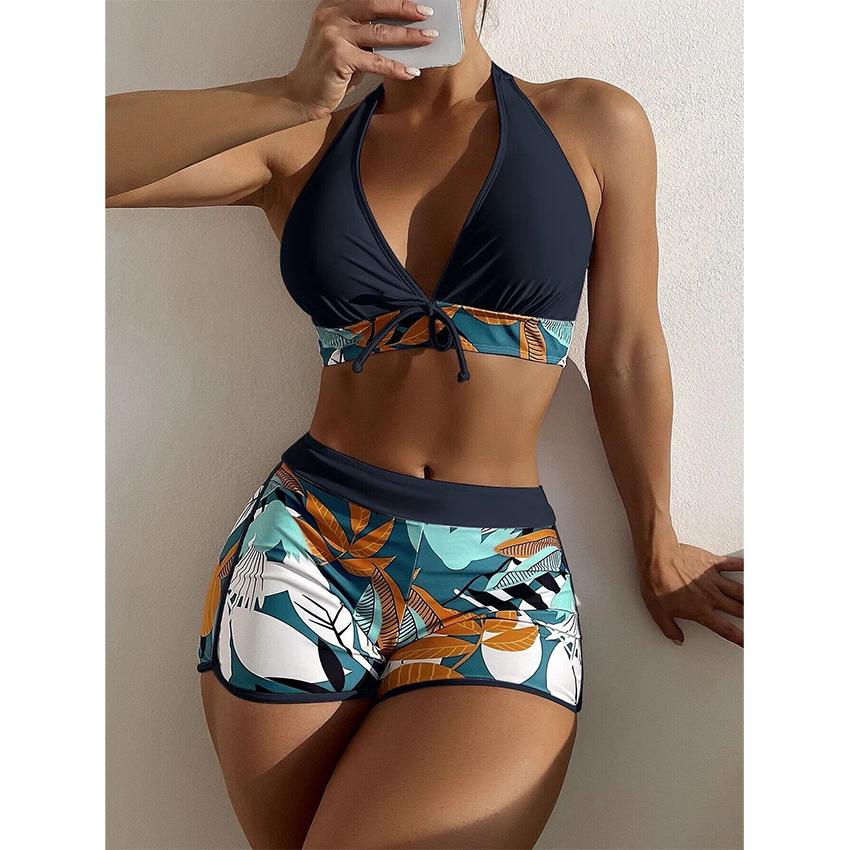 Hohe Taille Badeanzug Frauen Sommer Badeanzug Bikini Set Plus Size Bademode Frauen Strand Schwimmen Anzug XL schwarz
