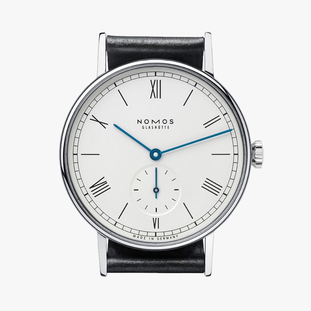 Quarz Uhr mit zwei und einem halben Zeiger Legierung Edelstahl Uhr 848 Nom Römische Ziffern Serie Uhr white