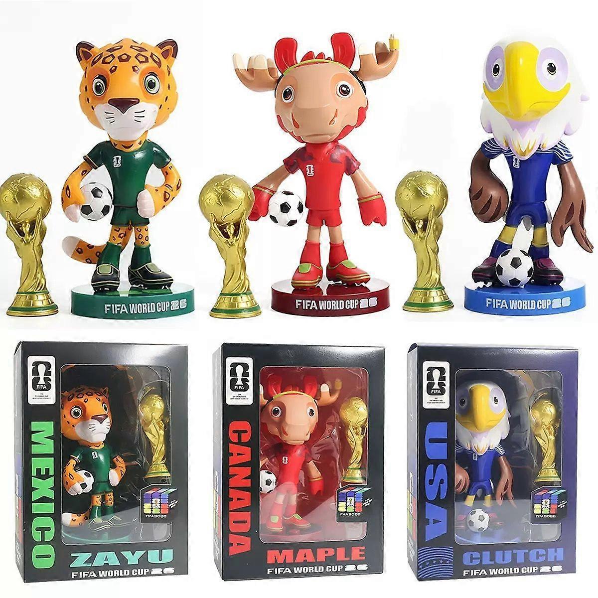 FIFA Fussball-Weltmeisterschaft 2026 Maskottchen Figuren Set - Zayu/Ahorn/Clutch
