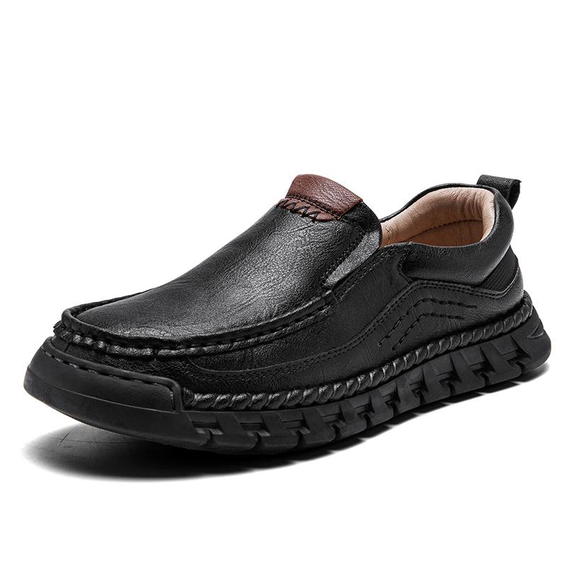 Herren Leder Freizeitschuhe Handgefertigte Loafer Bequeme Herren Slipper Flache Mokassins Herren Sneakers 39 schwarz