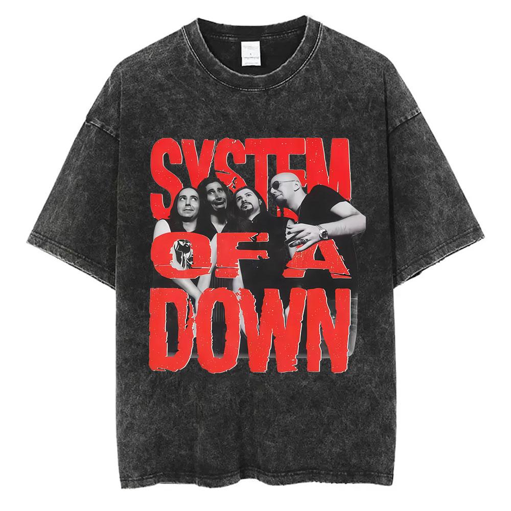 Gewaschenes Vintage System of A Down Toxicity T-Shirt Skelett Grafik T-Shirts Herren Damen s Vintage Rock Alternative Metal T-Shirts L red