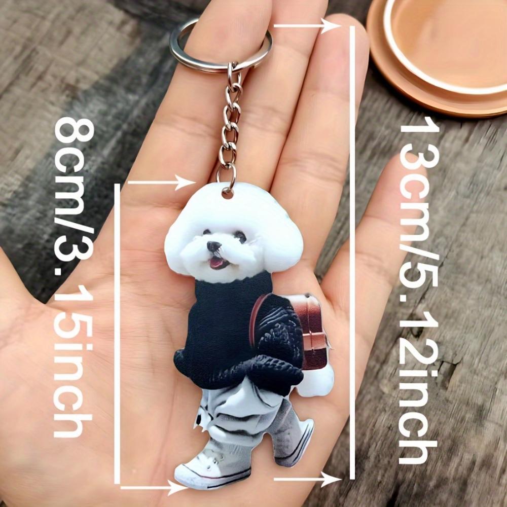 Flacher 2D-Hunde-Schlüsselanhänger aus Acryl zum Aufhängen, Schlüsselanhänger mit Haustierhund, dekoratives Autoschlüssel- und Handtaschen-Zubehör, ideales Geburtstagsgeschenk für Tierliebhaber