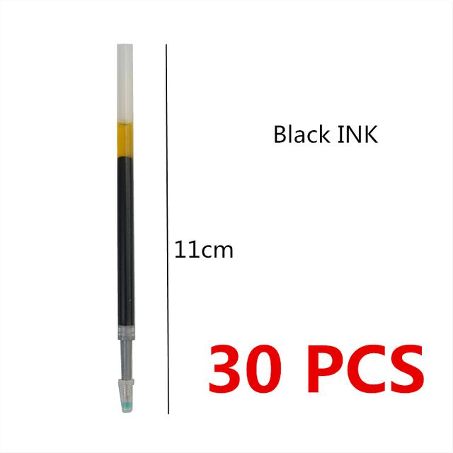 Gelschreiber-Minen, 30 Stück, schwarz-blau, 0,5 mm Schreiblinie, gepresste Mine, K35-Stifte, Kugelschreiber-Mine, Büro-/Schulbedarf schwarz