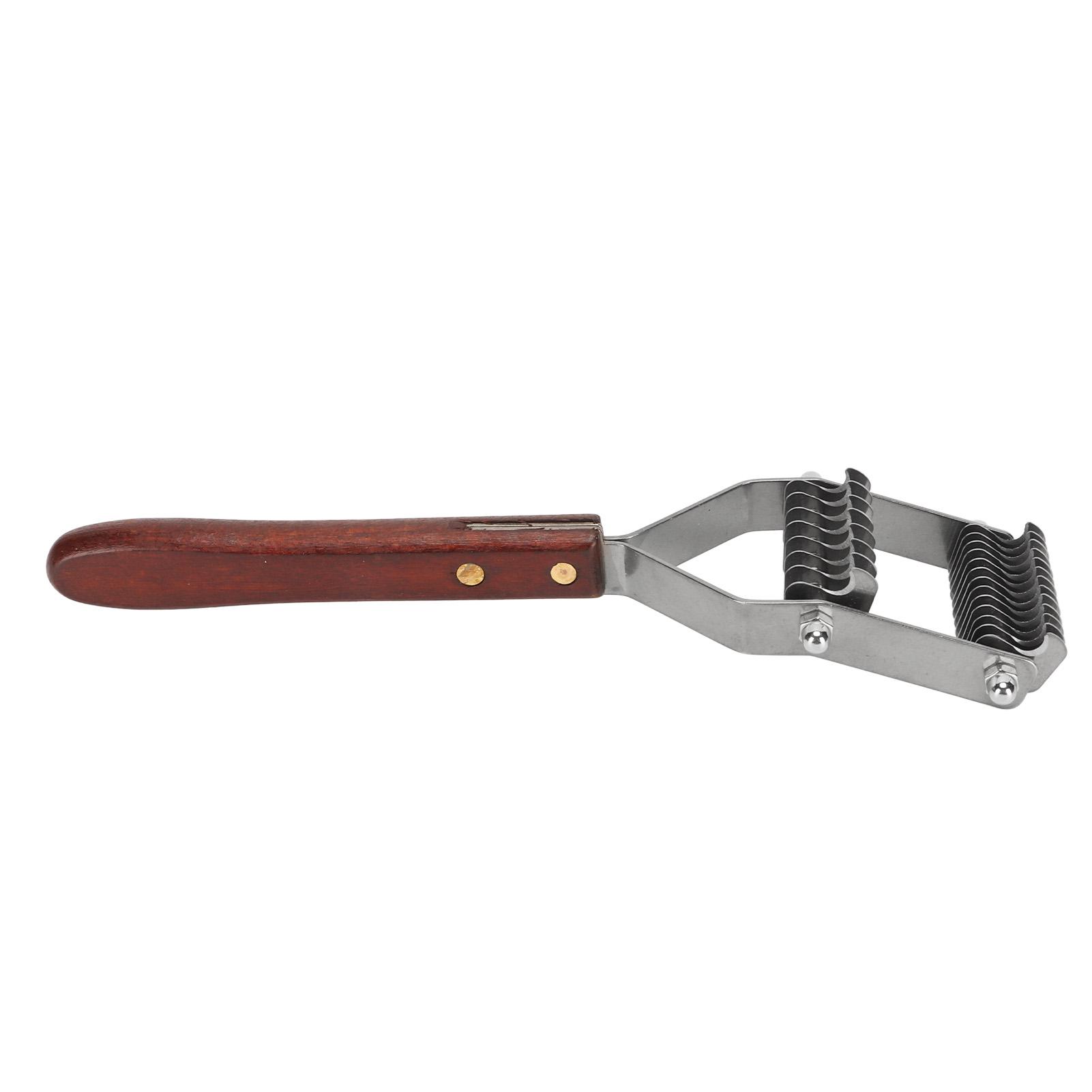 Tier Entfilzungskamm 2 Reihen Edelstahlklingen Holzgriff Tier Unterfell Rechenbürste für Katze Hund Upper 18 Lower 10 Blades