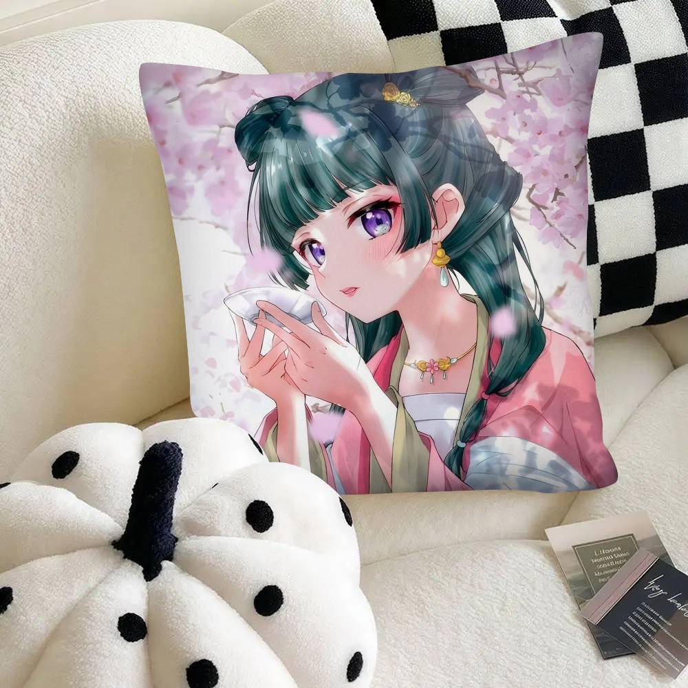 Kawaii Mädchen Maomao Anime Die Apothekerin Tagebücher Kissenbezug Quadratisches Kissen Schlafzimmer Sofa Freizeit Komfort Kissen Heimdekoration 40cm x 40cm