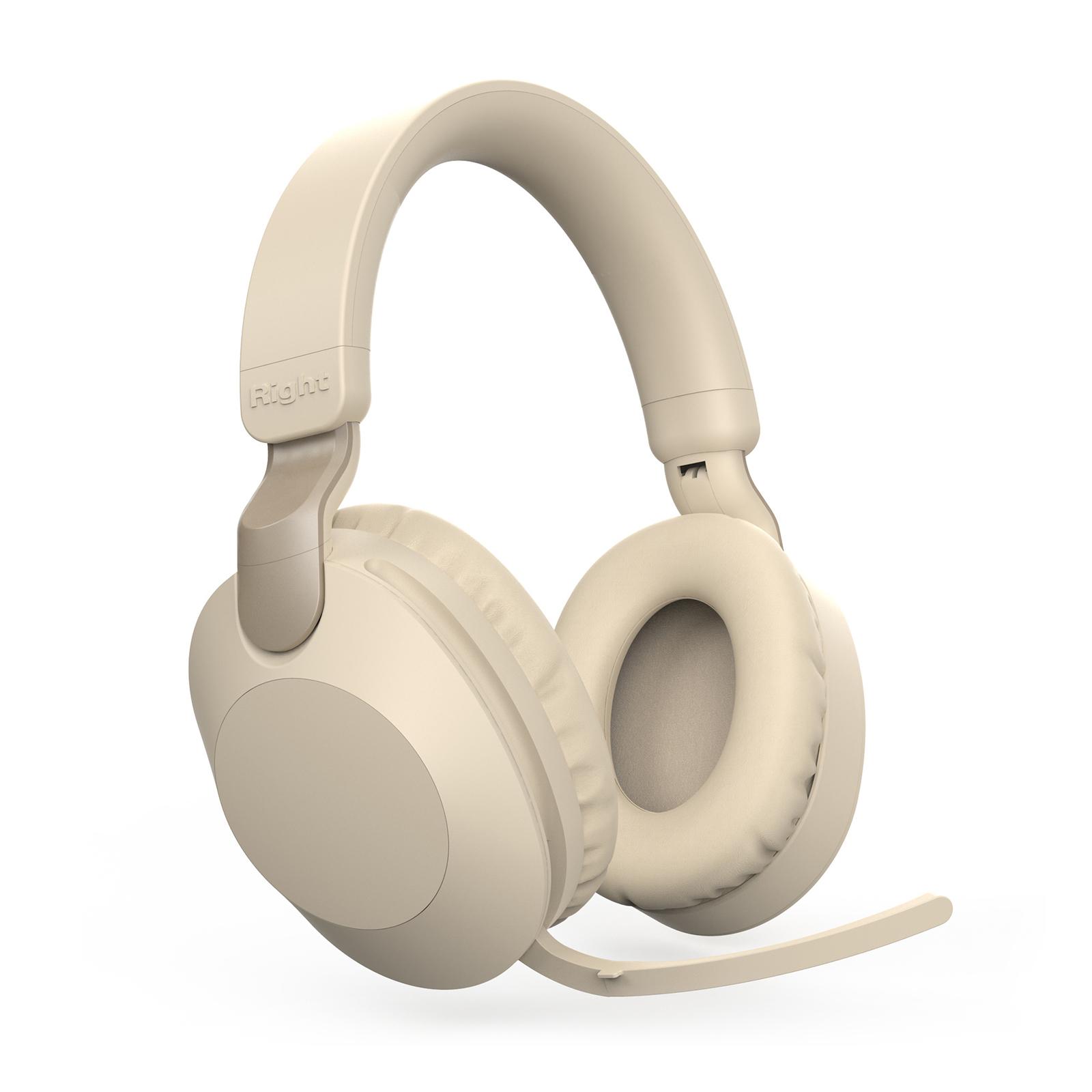 Kabellose BT5.3-Kopfhörer Over-Ear-Gaming-Headset mit drehbarem Mikrofon Call Center-Kopfhörer beige