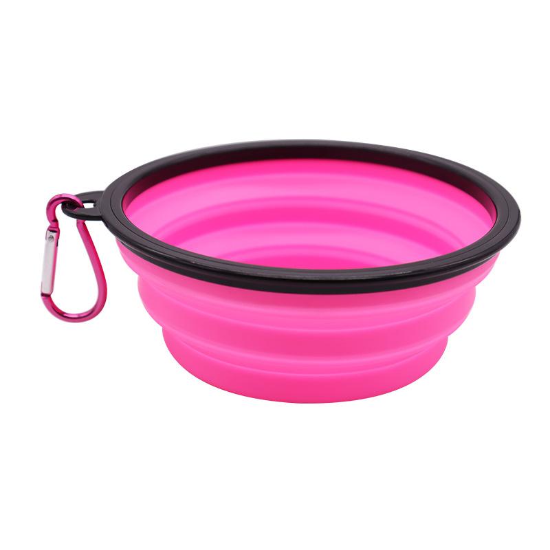 350ML/1000ML Faltbare Silikon Pet Schüssel Tragbare Welpen Lebensmittel Behälter Zusammenklappbare Feeder für Outdoor Camping Hund Zubehör 350ml rosa
