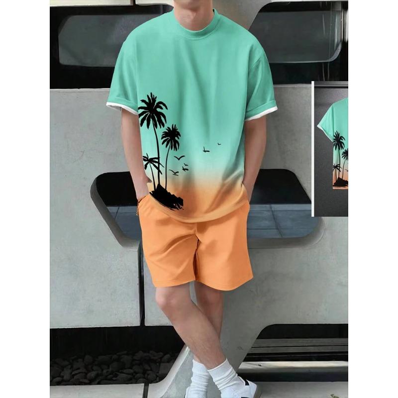 Kurzarm-Shorts-Set für Herren mit gelbem Enten-Print, Sommer-Set für Herren, 2-teiliges Hawaii-Set für Herren, lässiges T-Shirt für den Außenbereich, Strand-Shorts für Herren 3XL