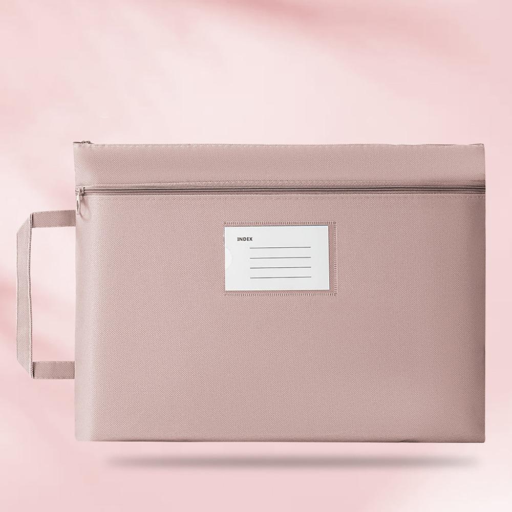 Wasserdichter Aktenorganizer Doppelschichtige Dokumententasche Tragbare Umschlagmappe für Bürobedarf A4 rosa