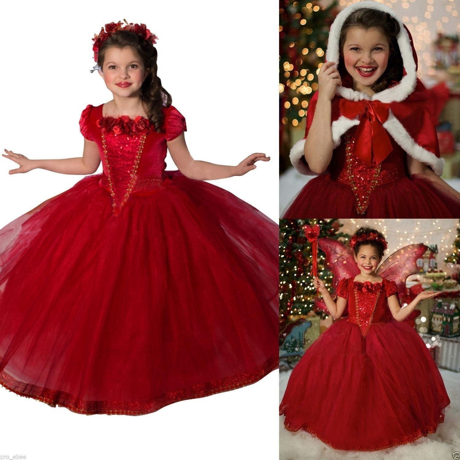 Frozen Kinder Mädchen Kleider Kostüm Schneewittchen Prinzessin Party Kostüm 110 rot