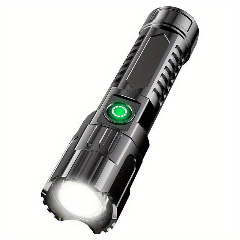 Superhelle LED-Taschenlampe USB-wiederaufladbare Taschenlampen Teleskopischer Zoom Leistungsstarker Scheinwerfer Outdoor Camping Radfahren Angeln Taschenlampe 800mAh schwarz