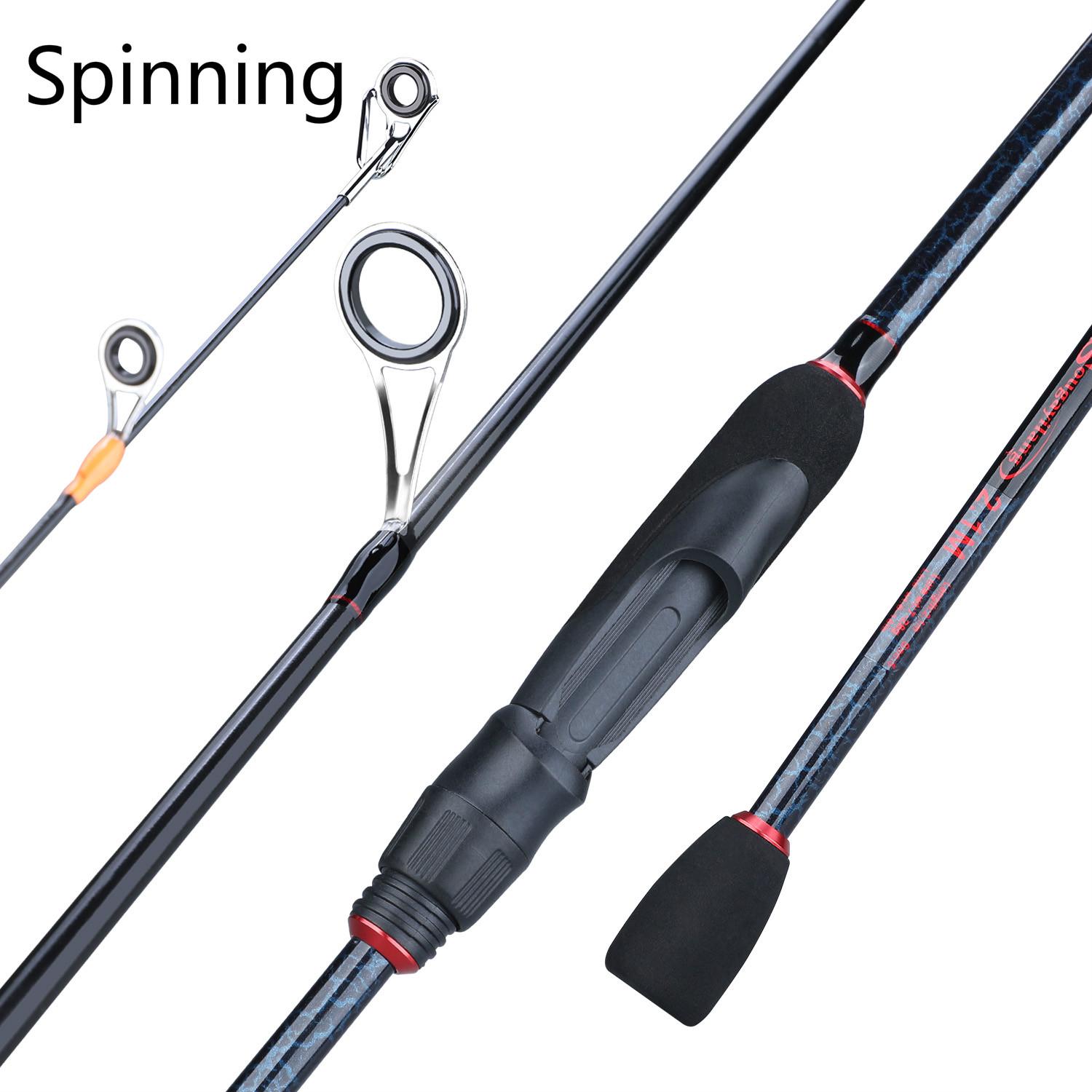 Sougayilang Angelrute, 5 Abschnitte, tragbar, Kohlefaserrute, Spinn-/Casting-Angelrute Spinning 2.4 m