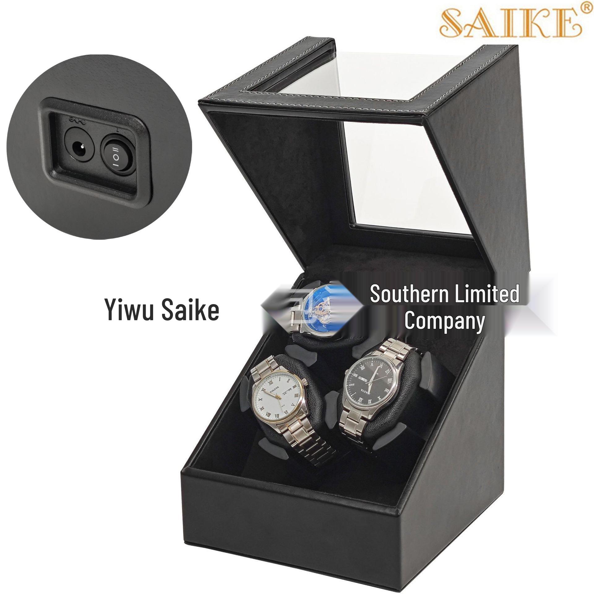 Premium Leder 3-Positionen Automatik-Uhrenbeweger mit Offen-Deckel-Auto-Stopp-Funktion