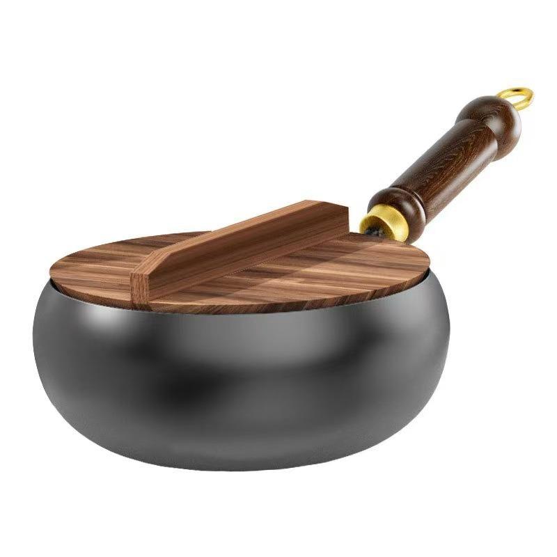 Traditionelle Schmiedeeisen Wok Pfanne 24cm Eisen Kochgeschirr mit physikalischer Antihaft-Technologie Beschichtungsfrei Chinesische Pfanne 24cm