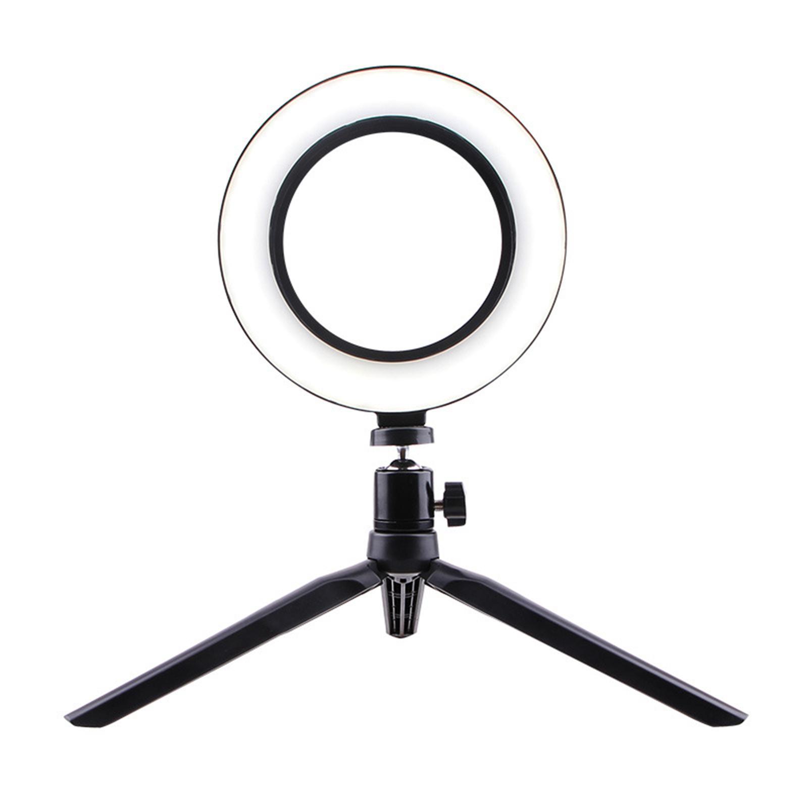 260 mm LED-Ringlicht, Fülllicht, Fotografie, LED-Selfie-Licht, dimmbare Kamera, Telefonlampe mit Tisch 16cm schwarz
