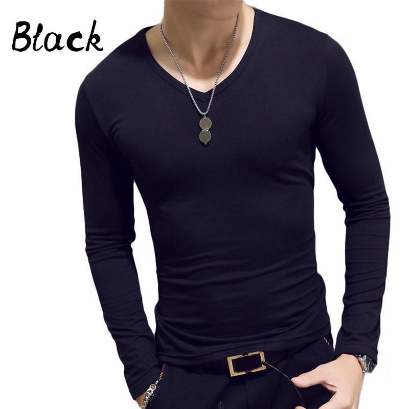 Elastisches Herren-T-Shirt mit V-Ausschnitt, langärmelig, Herren-T-Shirt für Herren, Baumwoll-T-Shirts, Herrenbekleidung, T-Shirt, Top-T-Shirts XL