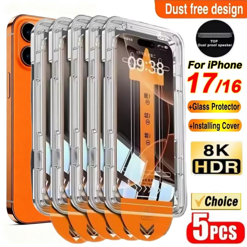 5 STÜCKE Einfach zu installierende Displayschutzfolien für iPhone 17 ProMax/17 Pro/17 Air/17 Gehärtetes Glas Kratzfeste Schutzfolie für iPhone 17 iPhone 6 Plus/6S Plus reinfarbig