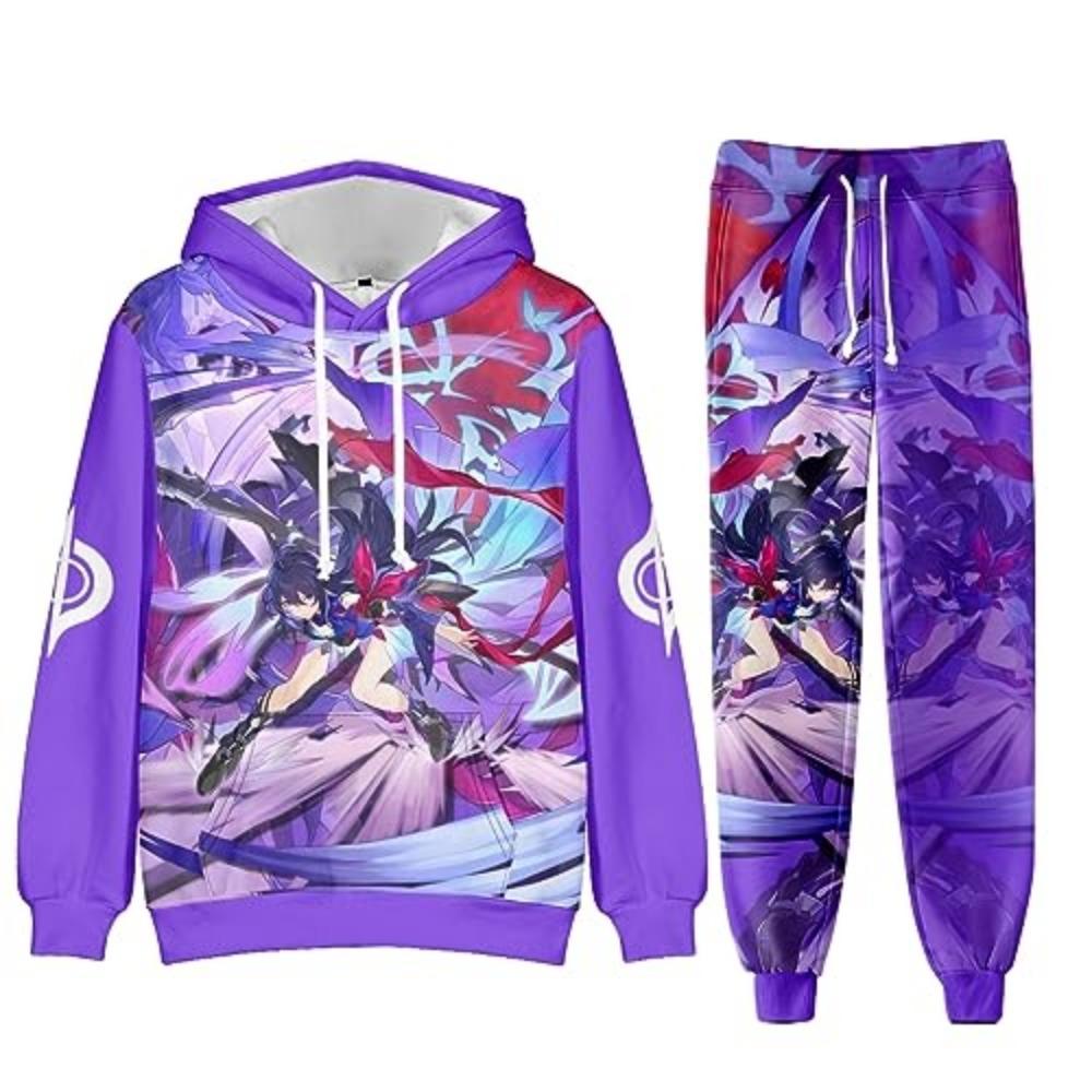 Anime Honkai: Star Rail Hoodies Hosen Sets 3D Druck Herren Damen Sweatshirt Trainingsanzug Outfits Herren Mantel Kapuzenpullover Pullover 2-teiliges Set L