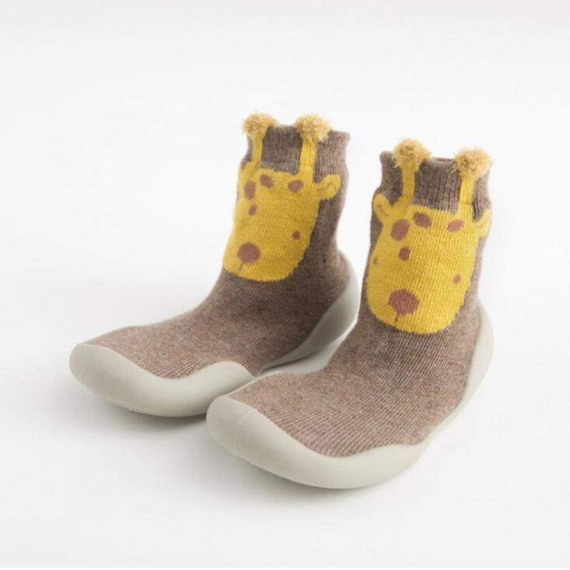 Neue Frühjahr Baby Kleinkind Schuhe Baby Schuhe Non-slip Fuchs Tiger Verdickung Schuhe Socke Boden Schuhe Fuß Socken Tier Stil 26/27 kaffeebraun