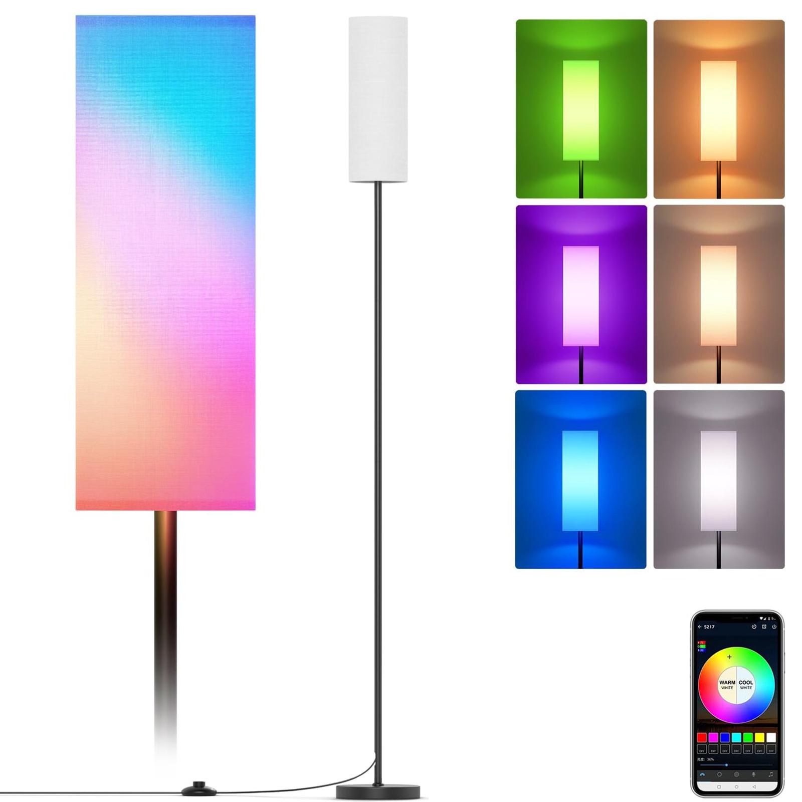 Moderne Stehlampe mit RGB+CCT LEDs Glühbirne Stehlampe Hohe Lampe BT Connected Phone App Control US Plug schwarz/weiß