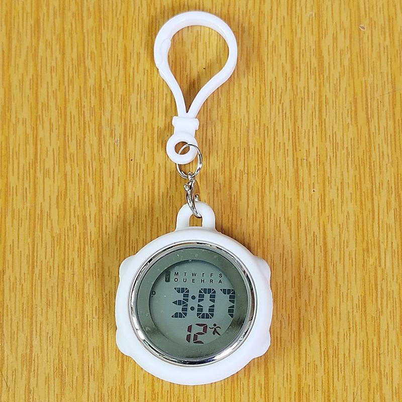 Multifunktionale elektronische digitale Taschenuhren Unisex Krankenschwester Arzt hängende Karabiner Schlüsselanhänger Studenten Uhr weiß