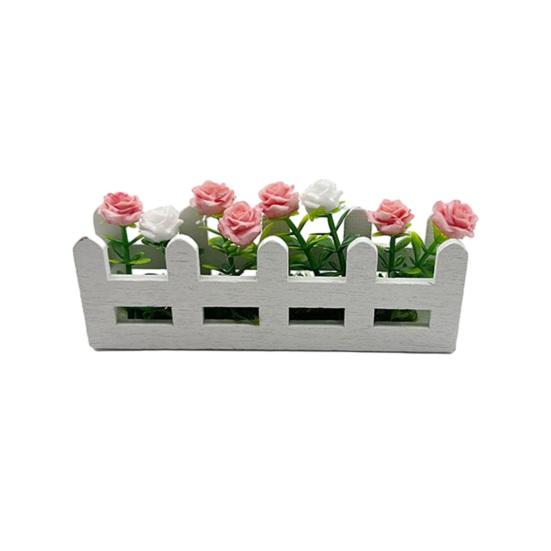 Miniatur Blumen Zaun Pflanzkasten Mini Hochbeet Figure Modell 1/12 Maßstab Puppenhaus Feengarten Dekoration Zubehör A