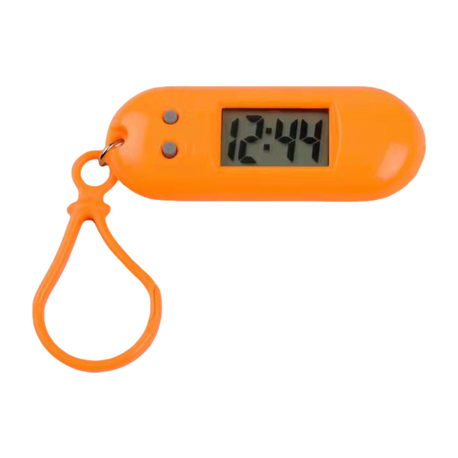 Sportliche LED Digitaler Schlüsselanhänger Taschenuhr Miniaturuhr für Studenten und Kinder Praktisches Reisezubehör für Rucksack orange