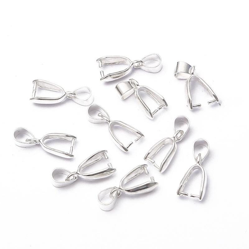 10 teile/los Anhänger Clip Verschluss Befestigen Schnalle Anhänger Stecker Kupfer Charm Bail Perlen Schmuck Erkenntnisse DIY Schmuck Machen Schmuck Zubehör 6x16mm silber