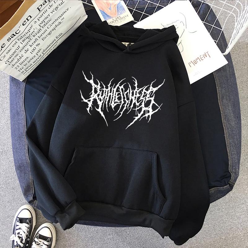 Hip Hop männer Hoodies Winter Gothic Langarm Mit Kapuze Sweatshirt Harajuku Streetwear Übergroßen Frauen Hoodies Y2K Kleidung XS schwarz